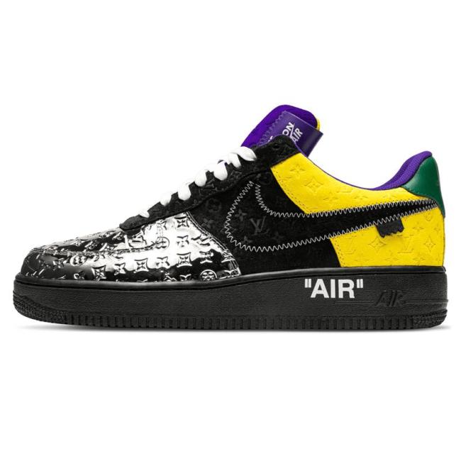 Louis Vuitton Nike Air Force 1 Low By Virgil Abloh Black Metallic Silver