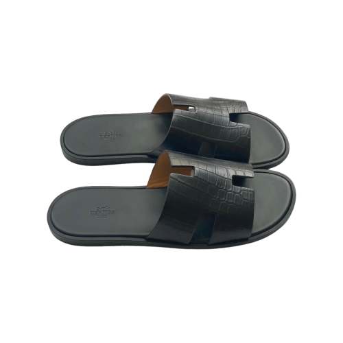 Hermes Crocodile Izmir Sandal Black