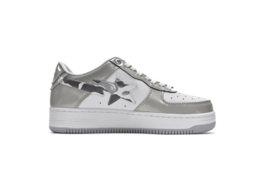 A Bathing Ape Bape Sta Low White Grey Mirror Surface