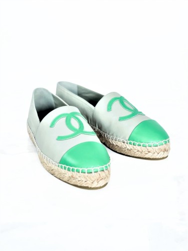 Chanel Green Lambskin Espadrilles