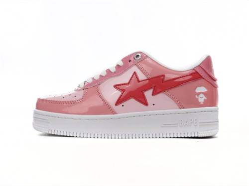 1H2-019-1046 A Bathing Ape Bape Sta Low Pink Paint Leather