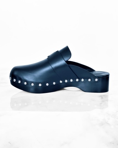 Hermes Black Calya Mules