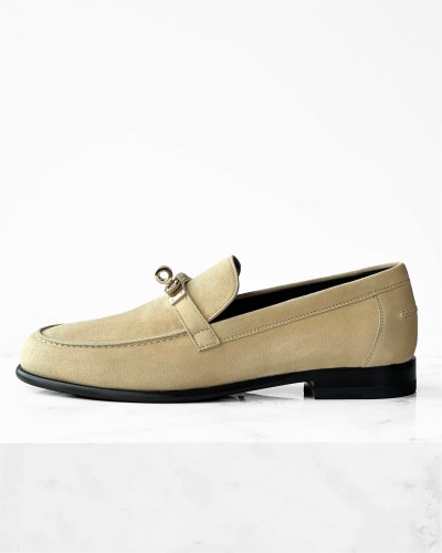 Hermes Beige Crin Destin Loafers