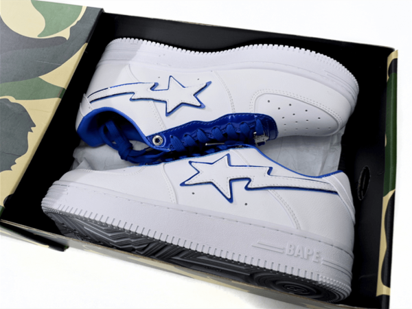 1J30-191-017 A Bathing Ape Bape Sta Low White and Blue Border