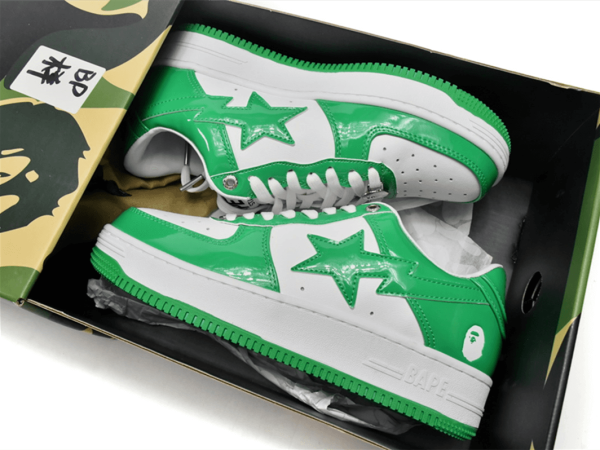 1H70-191-001 A Bathing Ape Bape Sta Low White Green