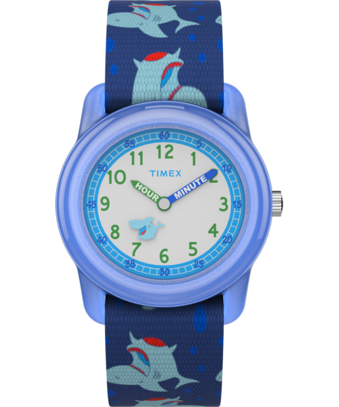 TIMEX TIME MACHINES® 29mm Blue Shark Elastic Fabric Kids Watch