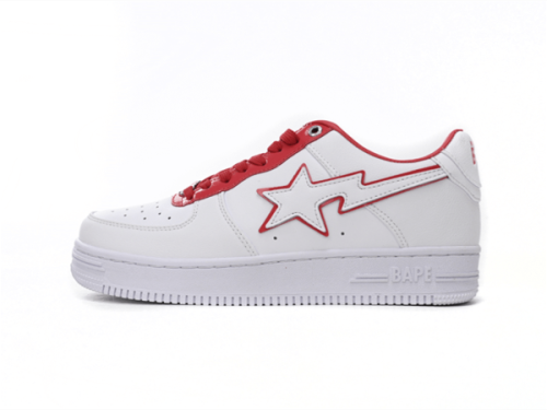 1J30-291-017 A Bathing Ape Bape Sta Low White Red Border