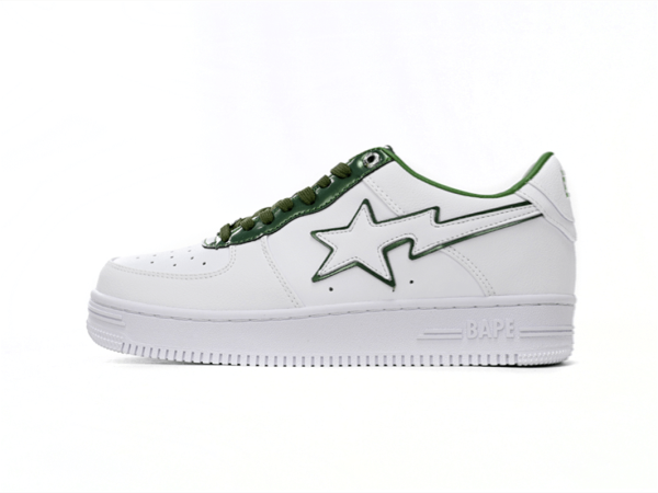 1J30-191-017 A Bathing Ape Bape Sta Low White Green edge