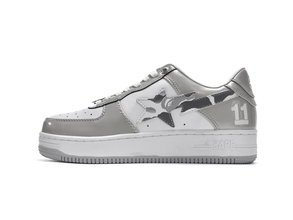 A Bathing Ape Bape Sta Low White Grey Mirror Surface