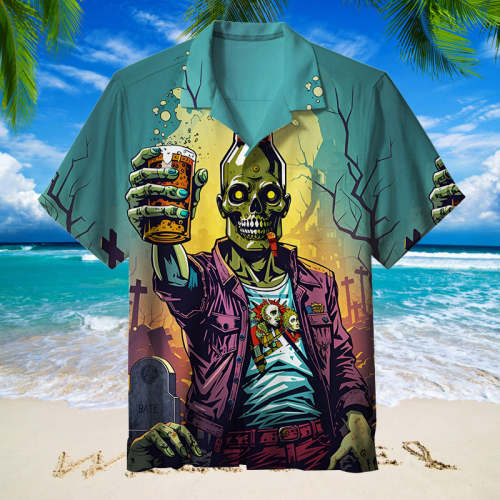 Cheers Beer Skull |Unisex Hawaiian Shirt