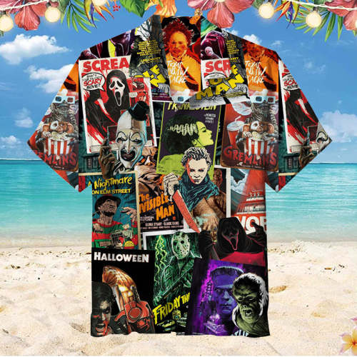 Horror Movie Characters Collage |Unisex Hawaiian Shirt