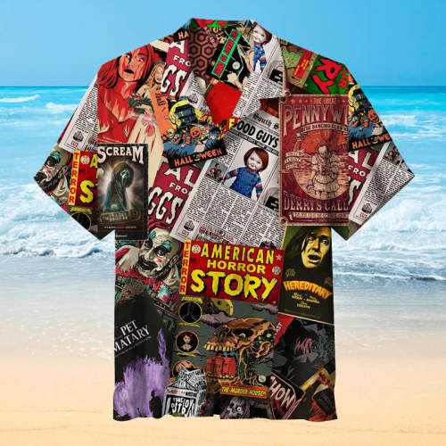 Horror Movie Characters Collage |Unisex Hawaiian Shirt