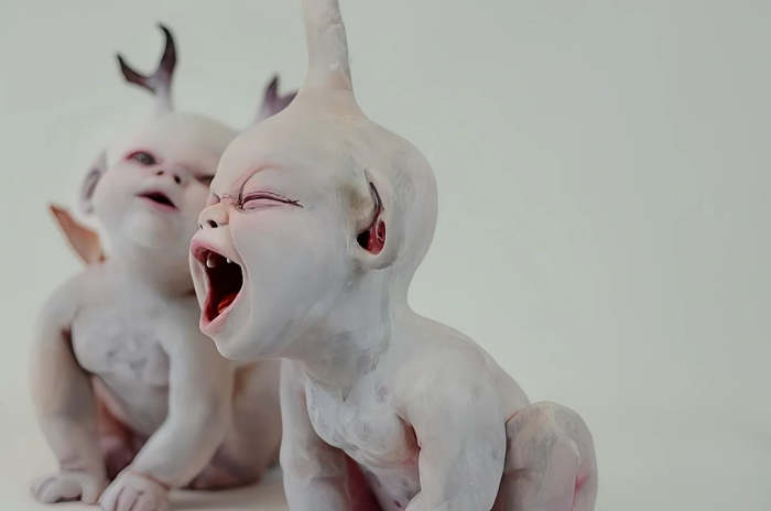 😱Scary Halloween Ghost Doll Resin Statue Ornament