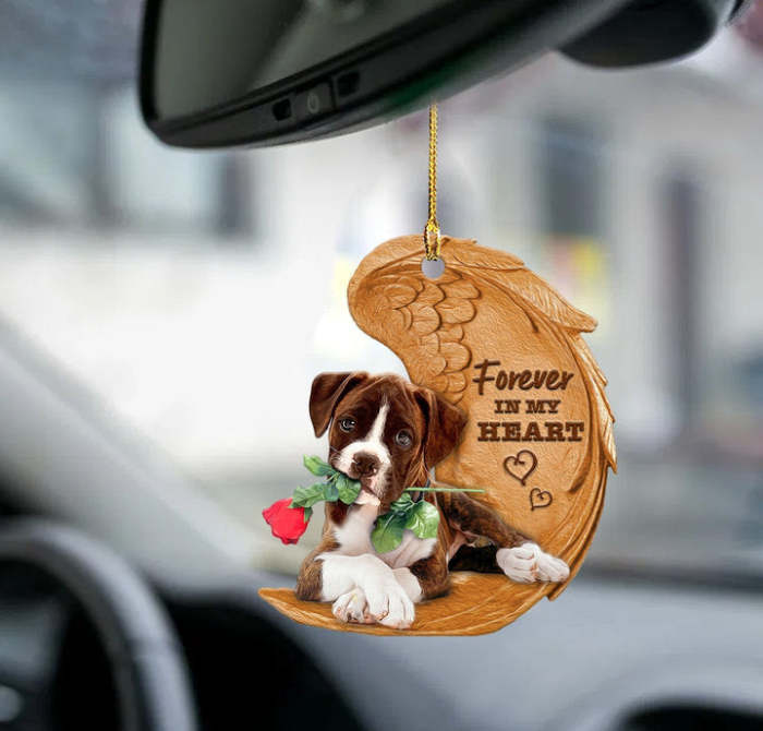 boxer puppy forever in my heart hanging ornament-2D Effect