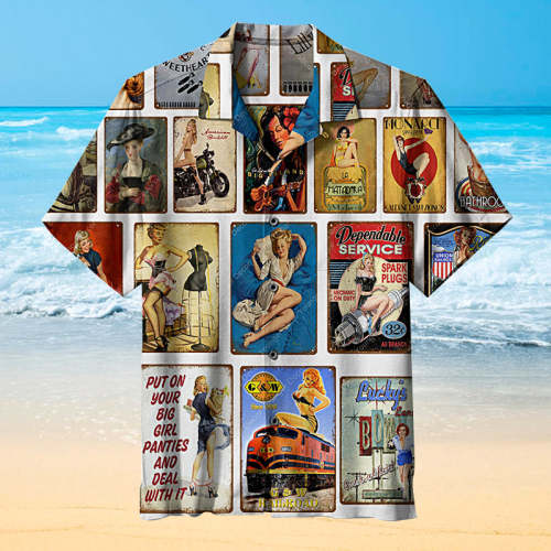 American Retro Poster Lady Girl |Universal Hawaiian Shirt