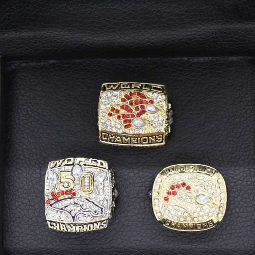 3Pcs NFL Denver Broncos Super Bowl Champion Ring