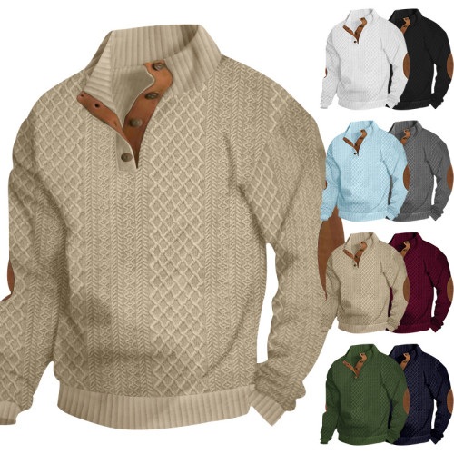 Men's Collar Long Sleeve Jacquard Knitted Pullover Sweater