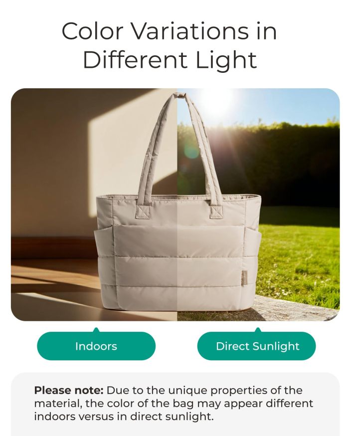 Premium Lightweight Tote Bag | Large Capacity Gym & Travel Bag | Packable Down Quilted Handbag