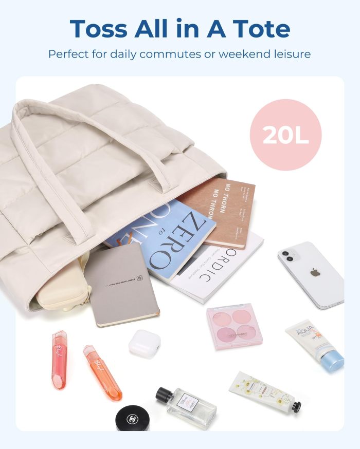 Premium Lightweight Tote Bag | Large Capacity Gym & Travel Bag | Packable Down Quilted Handbag