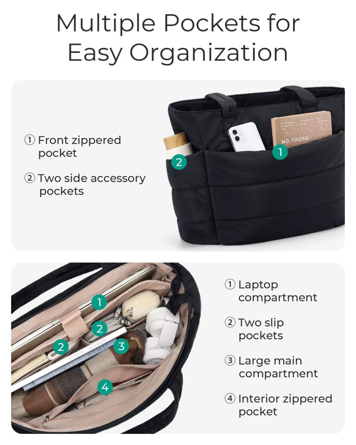 Premium Lightweight Tote Bag | Large Capacity Gym & Travel Bag | Packable Down Quilted Handbag