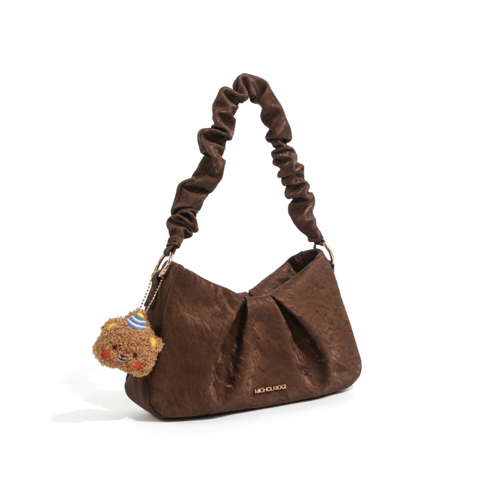 Ruched Dune-Textured Tote – Soft Slouchy Shoulder Bag