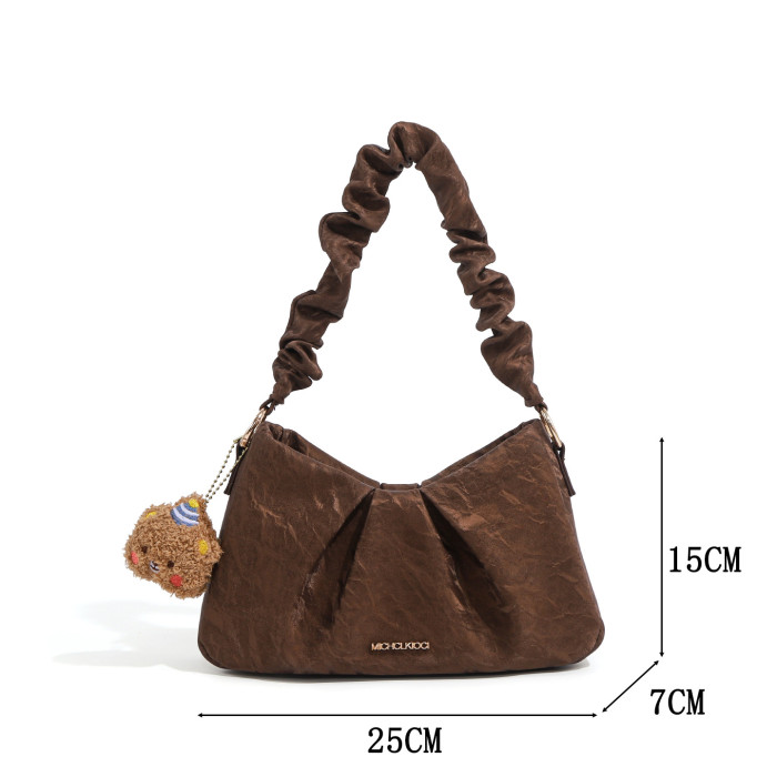 Ruched Dune-Textured Tote – Soft Slouchy Shoulder Bag