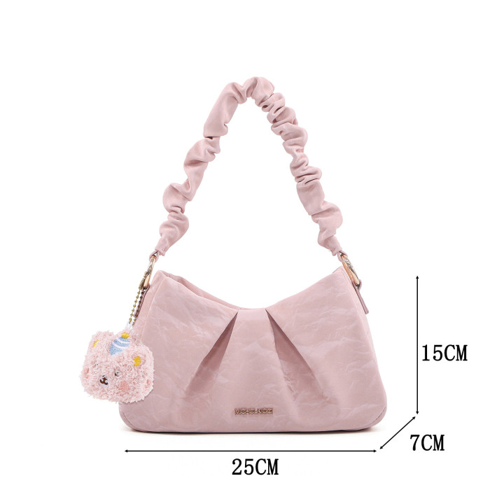 Ruched Dune-Textured Tote – Soft Slouchy Shoulder Bag