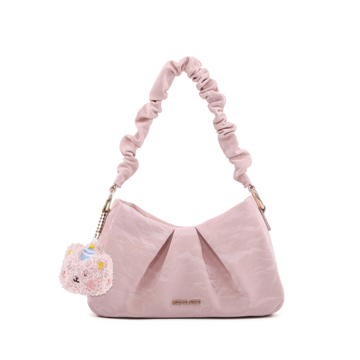 Ruched Dune-Textured Tote – Soft Slouchy Shoulder Bag