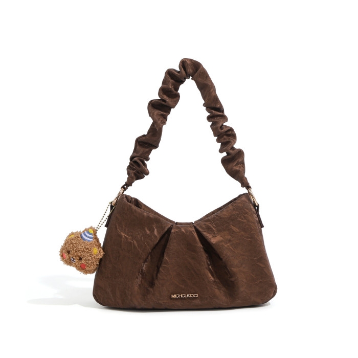 Ruched Dune-Textured Tote – Soft Slouchy Shoulder Bag