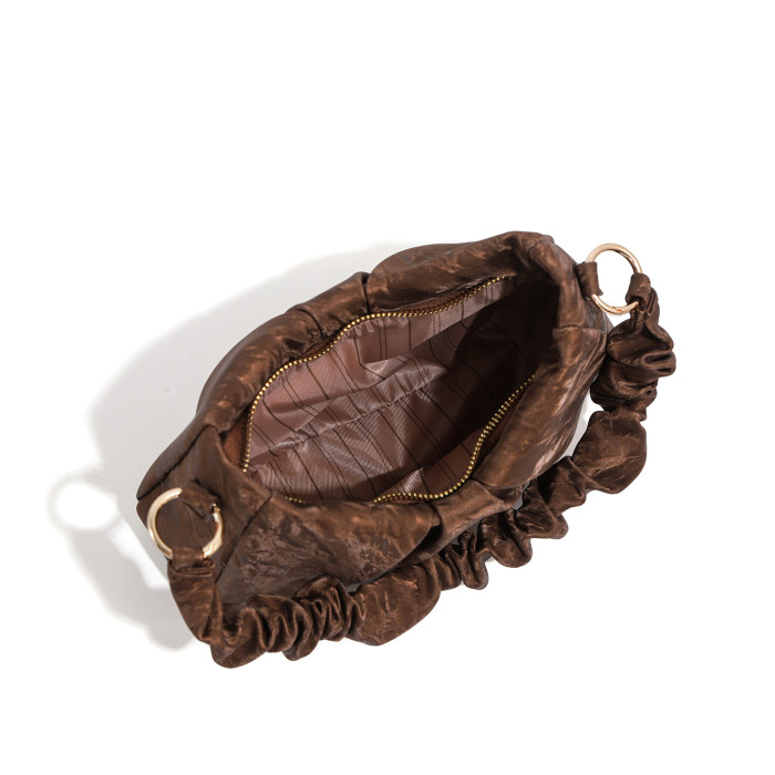 Ruched Dune-Textured Tote – Soft Slouchy Shoulder Bag