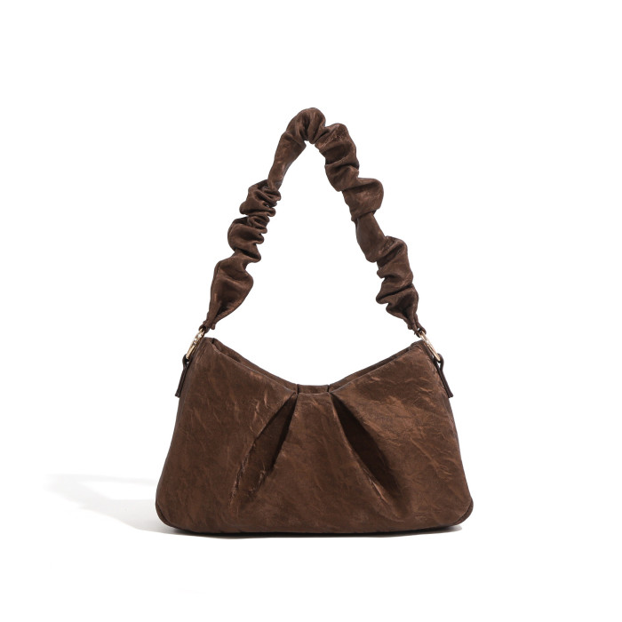 Ruched Dune-Textured Tote – Soft Slouchy Shoulder Bag