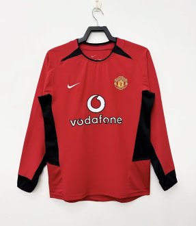 202/04 Manchester United Home Red Long Sleeves Retro Soccer Jersey