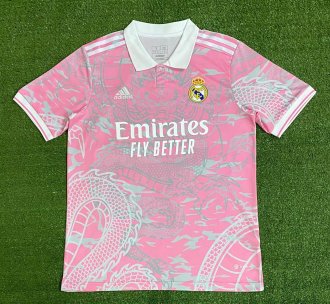 23/24 Real Madrid Dragon pattern Pink Special Edition Fans 1:1 Soccer Jersey