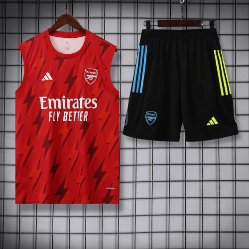 2023/2024 Arsenal pre-match training Red Jersey+Shorts