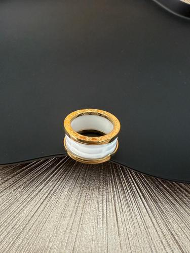 Anello Bvlgari B.Zero - 3 fasce ceramica bianco base oro