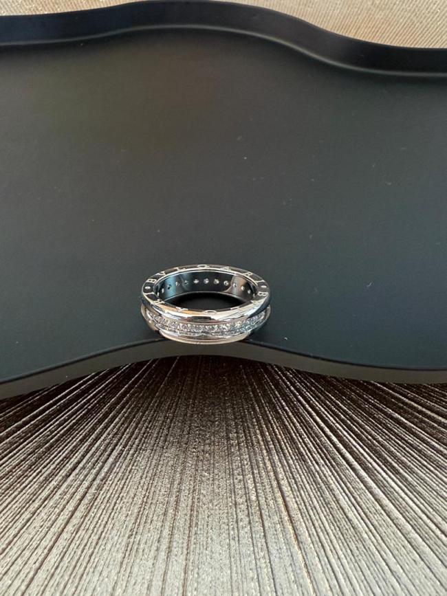 Anello Bvlgari B.Zero - 1 fascia argento con brillantini