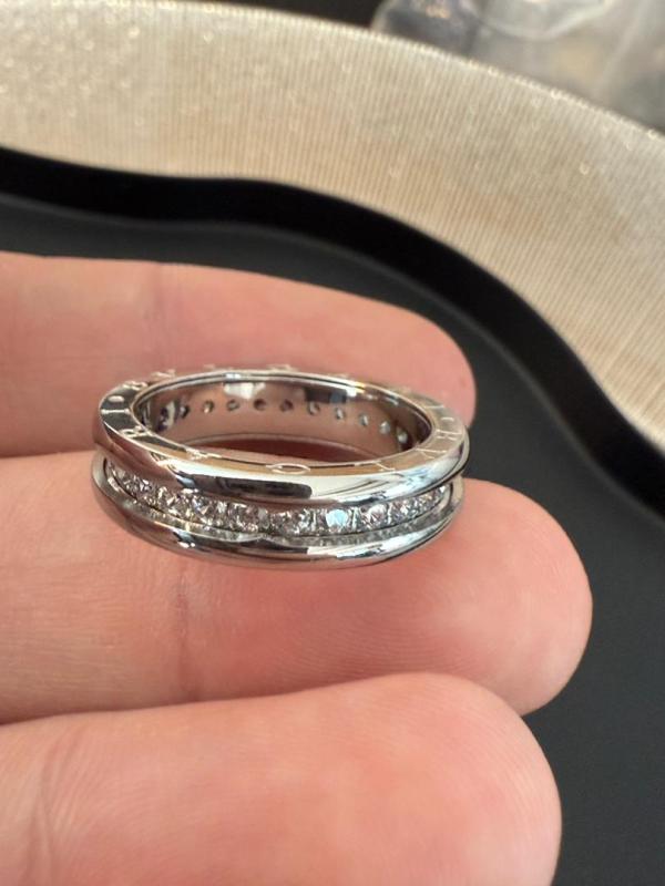 Anello Bvlgari B.Zero - 1 fascia argento con brillantini