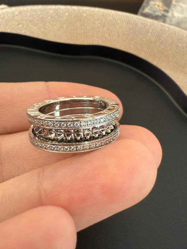Anello Bvlgari B.Zero - 2 fasce argento con brillantini