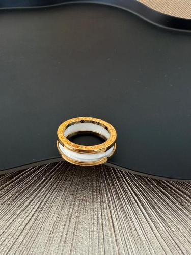 Anello Bvlgari B.Zero - 1 fascia ceramica bianco base oro