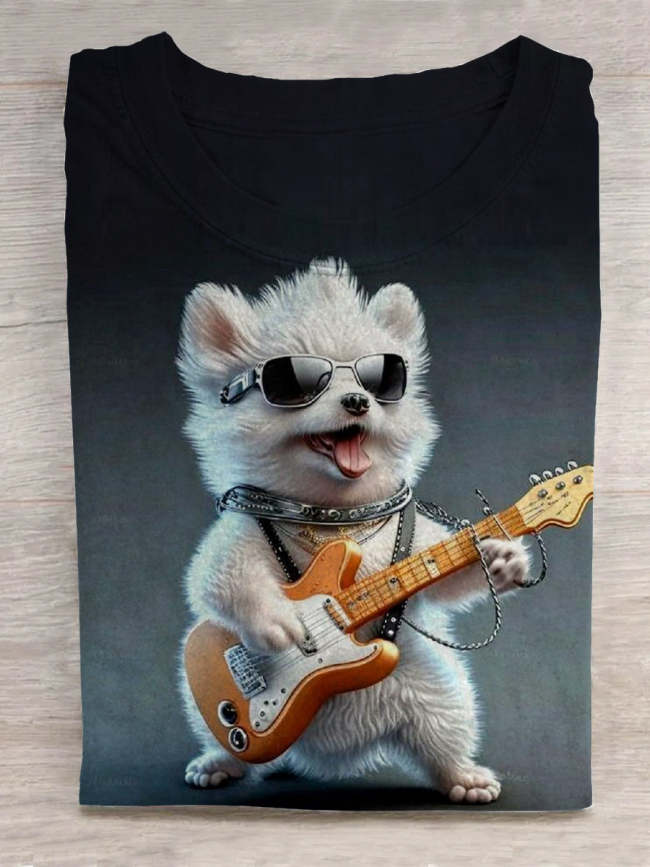 Guitar Player White Dog | T-SHIRT