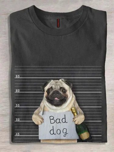 Fun Bad Dog Casual Print | T-SHIRT