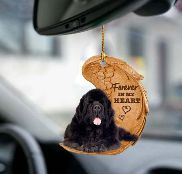 Newfoundland dog forever in my heart hanging ornament-2D Effect