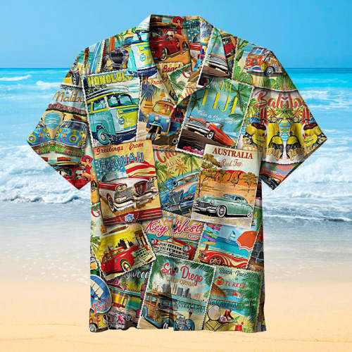Vintage Travel Collage |Unisex Hawaiian Shirt