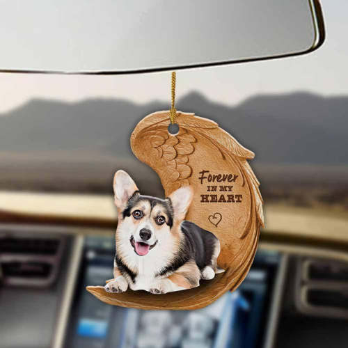 Tricolor corgi forever in my heart hanging ornament-2D Effect