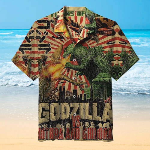 Godzilla vs Mothra and Ghidorah Hawaiian shirt