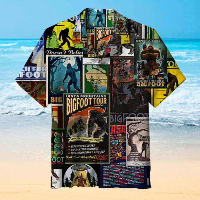 Bigfoot Poster Collage |Unisex Hawaiian Shirt