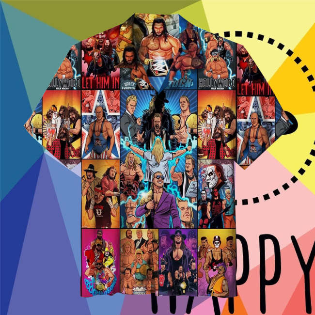 Wrestling Character Collage Art Hawaiian Shirt