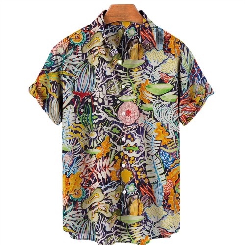 Mens Floral Hawaiian Shirts | Short Sleeve Button Down Beach Shirts