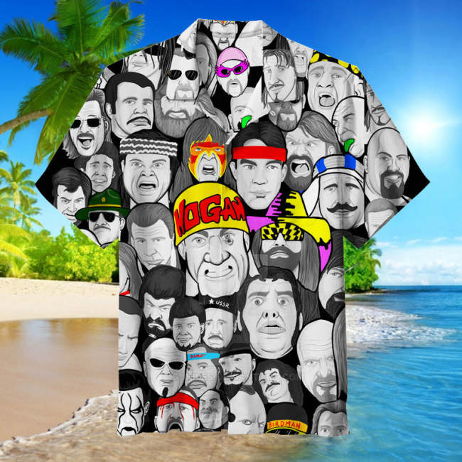 Wrestling Character Collage Art Hawaiian Shirt