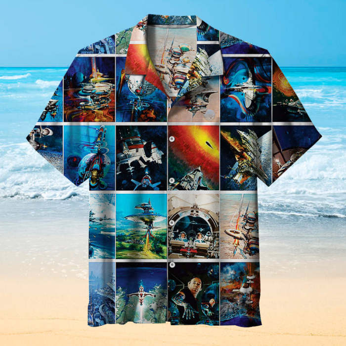 Vintage Sci-Fi Space Battle Alien Comic Art |Unisex Hawaiian Shirt